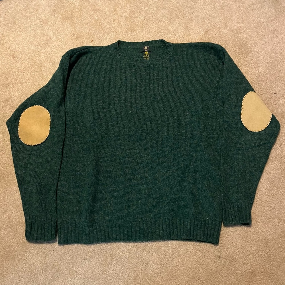 Men’s Club Room Wool Sweater with Leather Patches